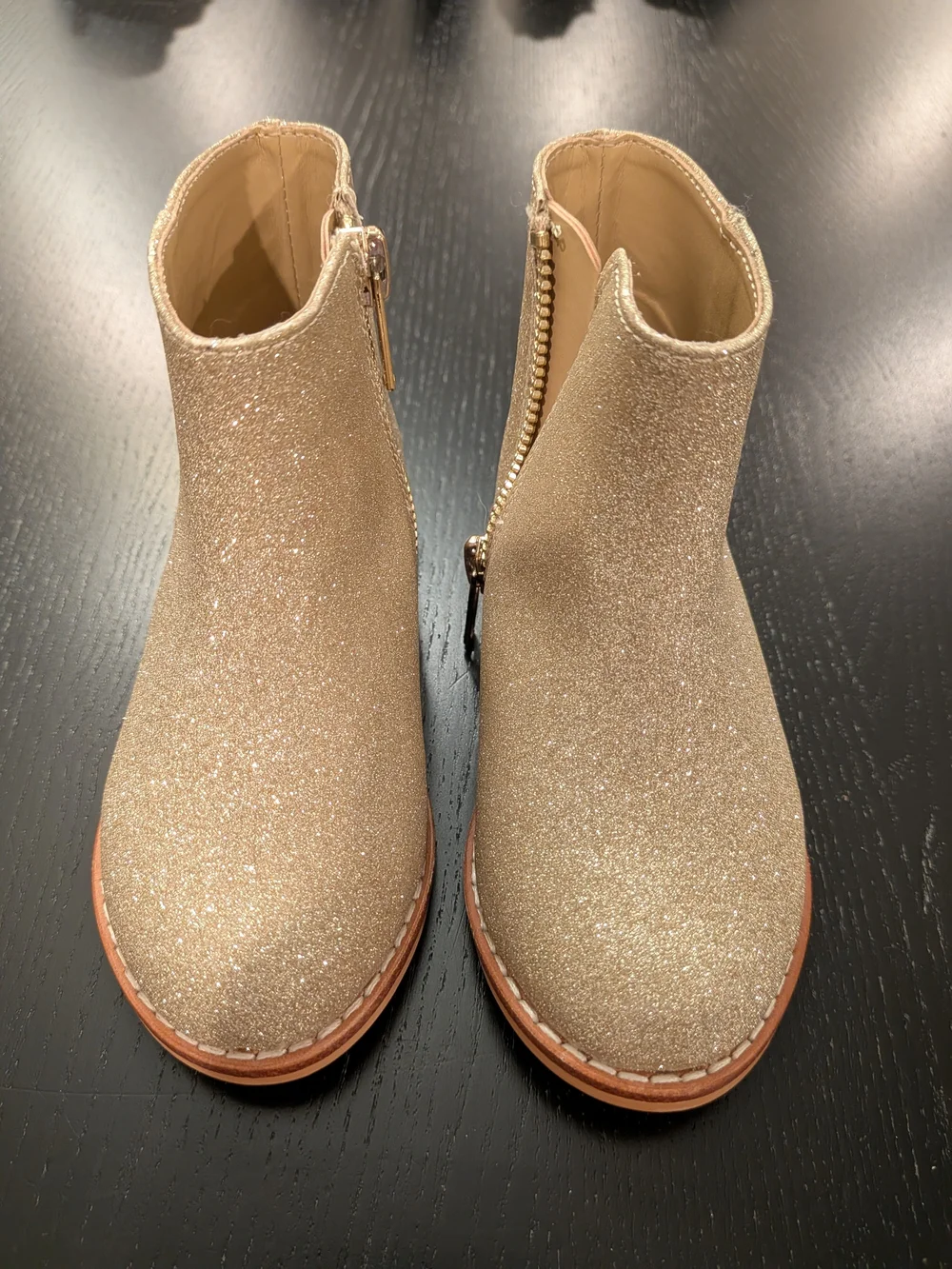 Janie and Jack Glitter Zip Ankle Boots - Gold